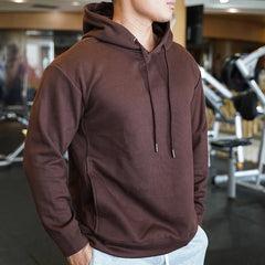 Threebooy  Hooded Running Gym Men T Shirt Long Sleeve Loose Sports Sweatshirt Fitness winter Thick cotton comfort breathable With hood
