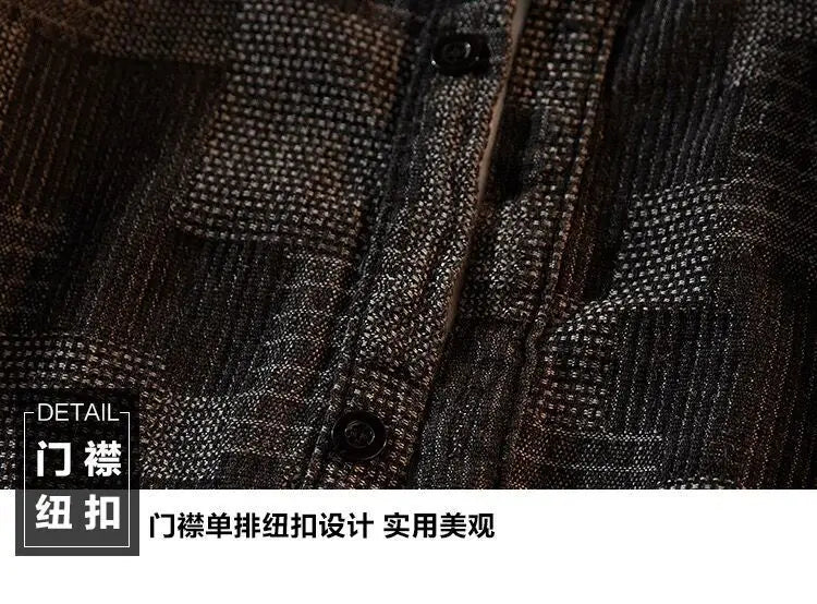 Threebooy Plaid Shirt Men's High-end Fashion Top Hong Kong Style Long-sleeved Loose Handsome Trendy Retro Shirt Casual Jacket Aesthetic