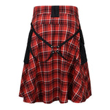 Threebooy Mens Plaid Pleated Pocket Scottish Skirt 2024 New Genderless Fashion Youth Casual Medieval Retro Simple Steampunk Skirt Unisex