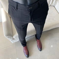 Threebooy  Men Dress Pants Thin Suit Pants Stretch Slim Formal Trousers Calça Masculina Solid Casual Pantalone Hombre Fashion Men Clothing