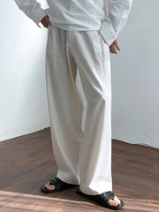 Threebooy Summer Thin Linen Men's Pants Loose Straight Pants Korean Cotton Linen Casual Trousers Draped Wide-leg Pants Aesthetic Urban