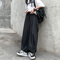 Threebooy  Urban Style Draped Sweatpants Wide Leg Lantern Pants for Unisex Elastic Cuff Loose Fit Sport Casual Trousers for Students