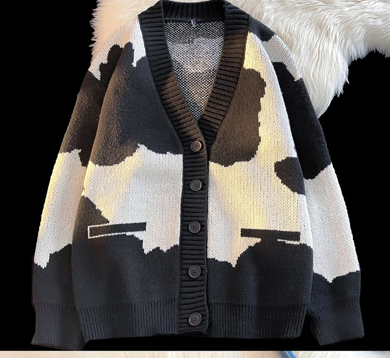 Threebooy Open Front Button V Neck Long Sleeve Sweater Women Basic Shirt Men Warm Soft Coat Autumn Winter Tops Casual Knit Jacket Cardigan