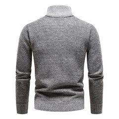 Threebooy New Winter Fleece Sweater Pullovers Men Thick Warm Knitted Pullover Slim Mock Neck Sweaters Half Zipper Solid Mens Pullovers