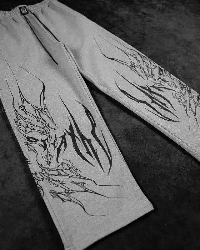 Threebooy  Y2K Breathedivinity Skull Cargo Pants Men Women Gothic Casual Sports Joggers New Hip Hop Street Fashion Couple Street Trousers