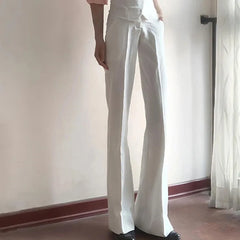 Threebooy  Men's Extended Length Flared Curved Hem American High Street Casual Dress Pants Draped Loose Fit Trousers