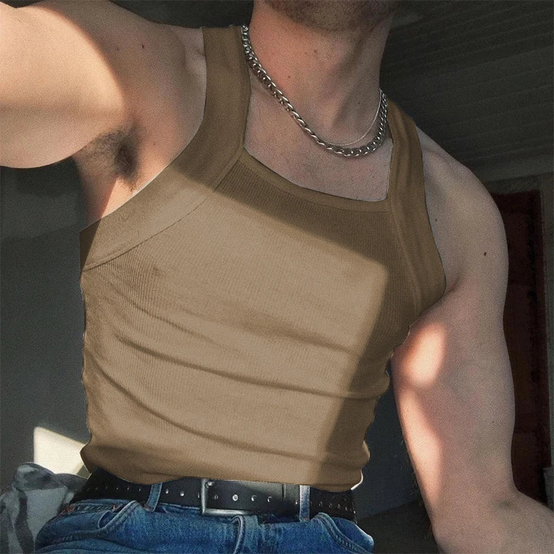 Threebooy  New Fashion Sports Tank Tops Men's Solid Color O-neck Sleeveless T-shirt Skinny Gym Streetwear Casual Vests Party Clothing S-5XL
