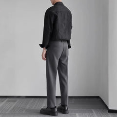 Threebooy  French Men's Loose Casual Jacquard Shirt Young and Elegant Handsome Korean Top