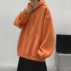 Threebooy  Men's Plain Thickened Hooded Sweatshirt Autumn Winter Ins Fashion Loose Fit Oversize Couple Wear Outerwear