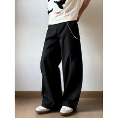 Threebooy 90s Fashion American Style Spliced Casual Pants Men's Spring Autumn New Loose Wide Leg Pants