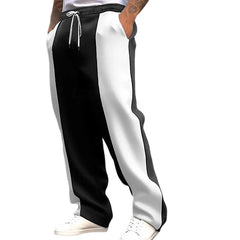 Threebooy  American Style Men Casual Sports Loose Fit Health Fabric Waist Jogging Quick Dry Patchwork Color Blocking Pants