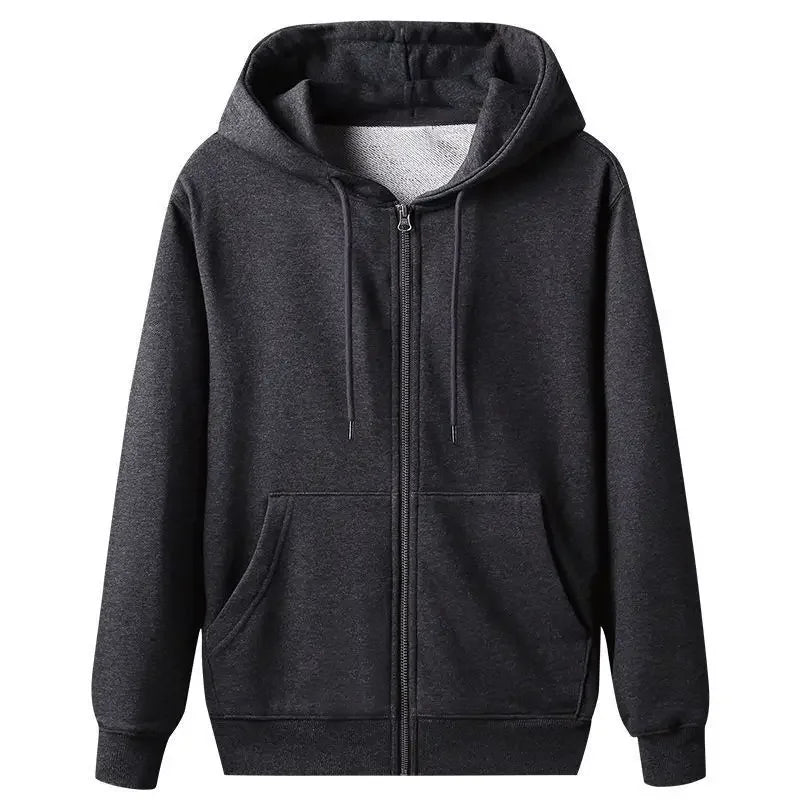 Threebooy Full Zip Up Hoodies Men's Clothing Hooded Sweatshirts for Man Solid Pastel Color Emo One Piece Loose