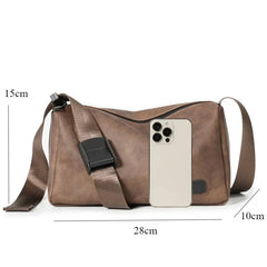 Threebooy  Fashion Crossbody Bag Men Soft PU Leather Shoulder Messenger Bag For Men Large Capacity Fitness Crossbody Bags Satchel Ipad Bag