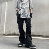 Threebooy New Black Wrinkle Pants Man Harajuku Punk Men's Streetwear Hip Hop Fashion Clothing Casual Tactical Trousers Y2k Goth Flared