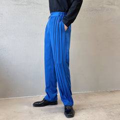 Threebooy  Korean Trendy Design Pleated Trousers Men's Casual Floor Suit Trousers Bottom Suit Pants Blue black Clothing Pants S-XL