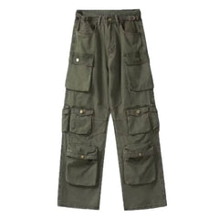 Threebooy  Spring Cargo pants New Popular Rice White Multi-pockets Overalls Harajuku stays Men Loose Casual Trousers Straight Mopping Pants