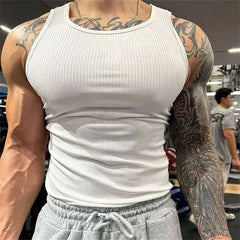 Threebooy  Men's Ribbed Tank Top Heavyweight Casual Elastic Breathable Comfortable Daily Summer New Fashion Round Neck Vest