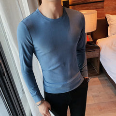 Threebooy Brand Clothing Men's Spring High Quality Casual Long Sleeve T-Shirt/Male Slim Fit O-Neck business T-shirts Homme S-4XL