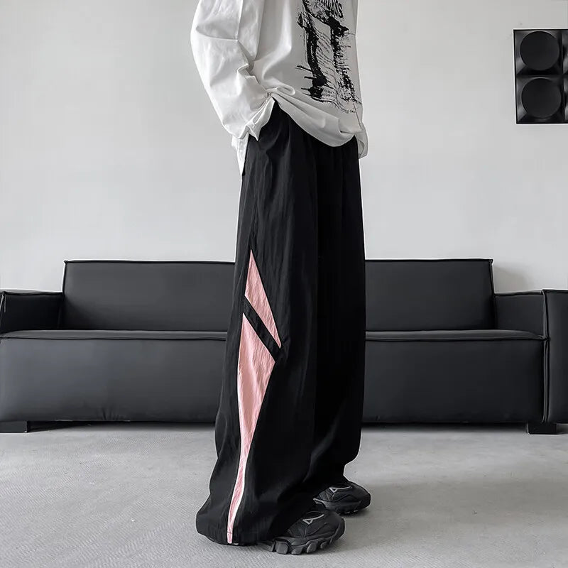 Threebooy  Unisex Summer Outdoor Loose Casual Pants men Sports Trousers Two Tone Design Lightweight Breathable Hiking Travel Elastic Waist