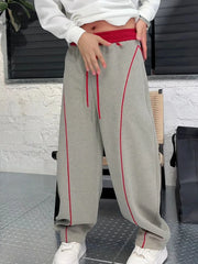 Threebooy  American Style Contrast Joggers Men Curved Blade Loose Fit Designer Trousers