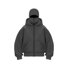 Threebooy  Men's and women's Harajuku ski hats  new winter gear  double hooded sweatshirts  men's hooded masks  zippered sportswea