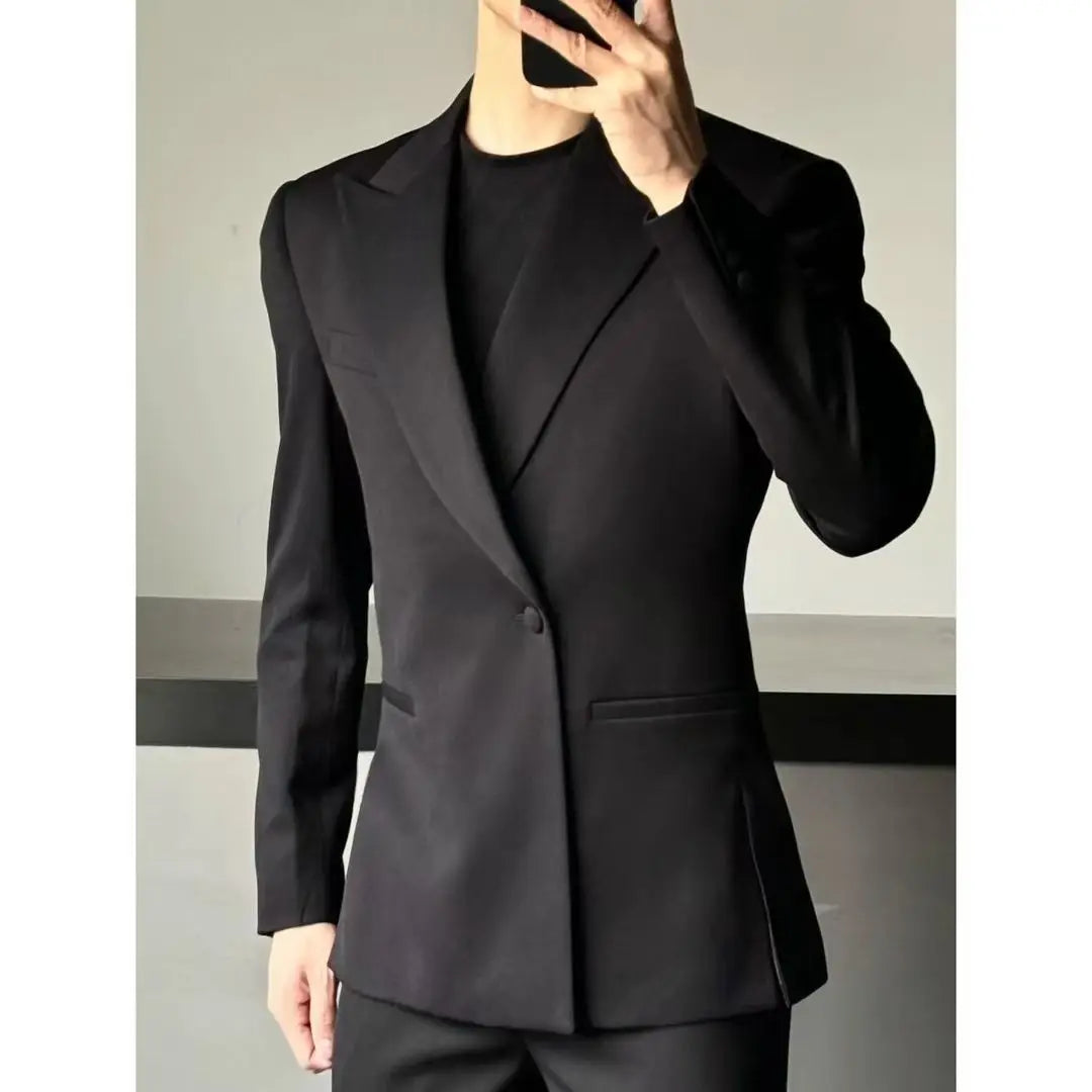 Threebooy  High-End Black Trousers Unisex Elegant New Business Casual Pants Suit Set For Wedding Groom Business Prom