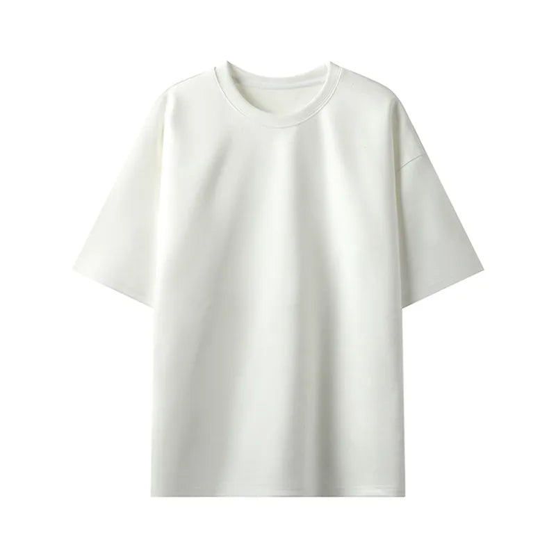 Threebooy  Summer Short-sleeved T-shirt Men Oversized Casual Suede T Shirt Men Streetwear Loose Solid Color O-neck Tshirt Mens Top M-3XL