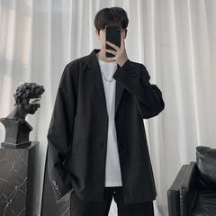 Threebooy Blazers Men Casual Solid Color Loose Long Sleeve Suit Jacket Streetwear for Male Daily Outerwear Autumn Suit's Tops Chic