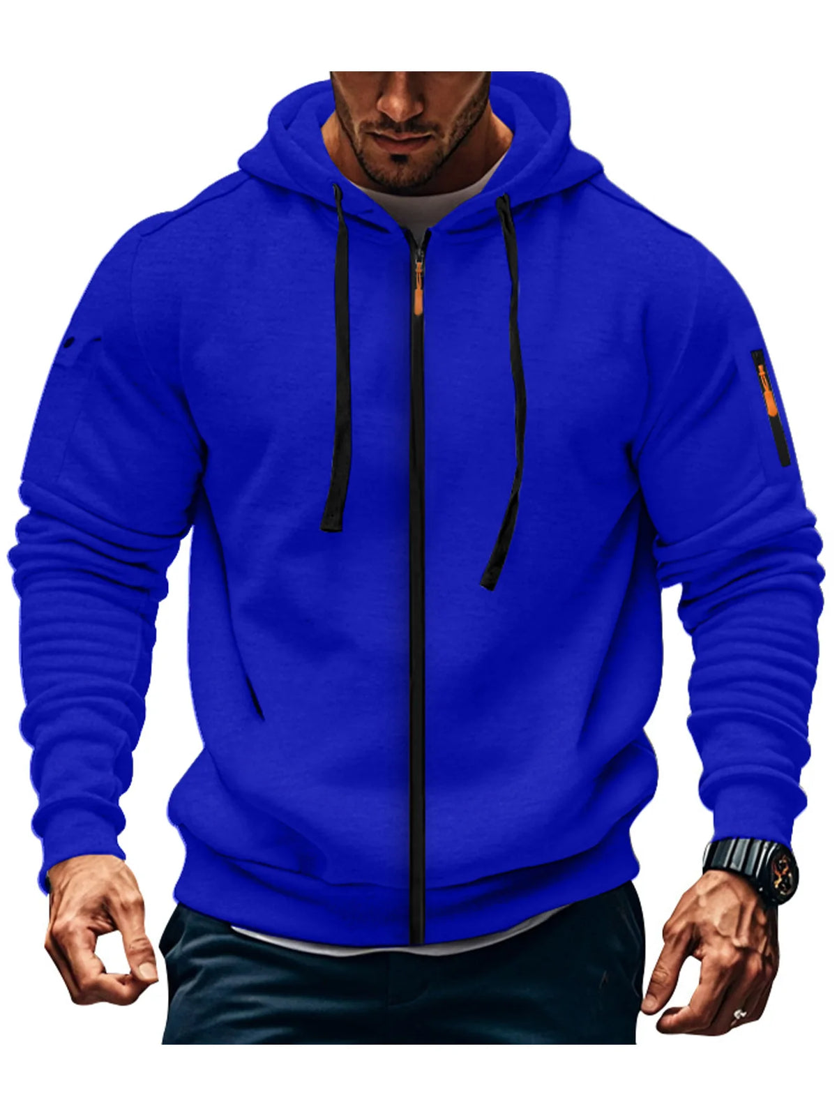 Threebooy  Men's Sweatshirt Casual Sports Hoodie Autumn and Winter Tops Pocket-free Zipper Hoodie Trendy