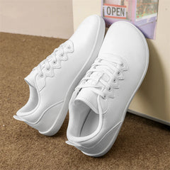 Threebooy  Big Size 48 49 Pure White Shoes Men Leather Sneakers With Wide Box Minimalist Barefoot Flats Zero Drop for Unisex