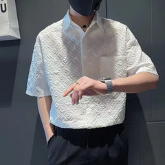 Threebooy  Fashionable Brand Handsome Loose High-end Design Short-sleeved Shirt Men's Shirt