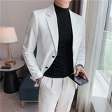 Threebooy Men's Slim Fit Suit Top Double Split Two Button Suit Coat Business Casual Dual Use Jacket High Quality Authentic Suit Coat
