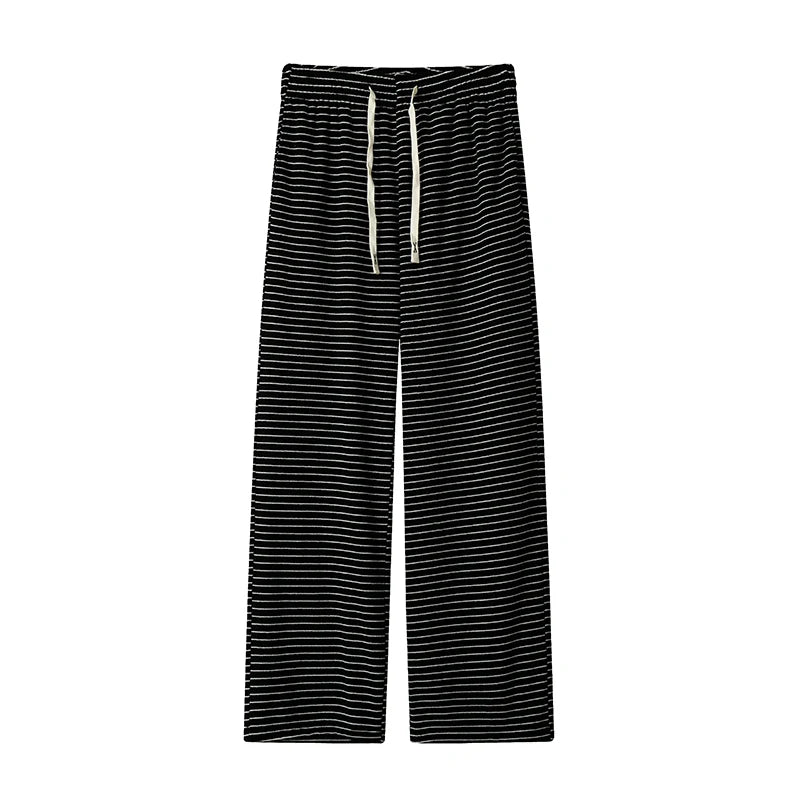 Threebooy Black Casual Pants Men Fashion Retro Striped Pants Men Streetwear Hip-hop Loose Wide Leg Pants Mens Trousers Large Size 4XL