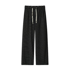 Threebooy Black Casual Pants Men Fashion Retro Striped Pants Men Streetwear Hip-hop Loose Wide Leg Pants Mens Trousers Large Size 4XL