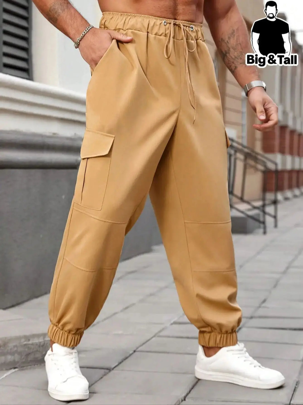 Threebooy  plus Size Men's Workwear Trousers Casual Street Style Suitable for Daily Outings Loose Fit Cargo Pants