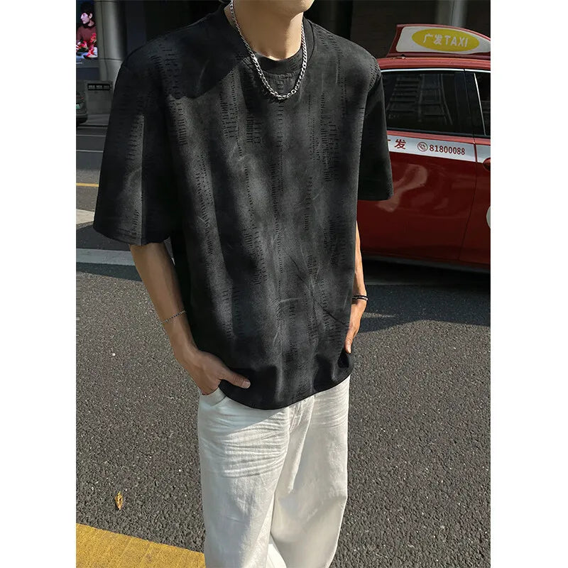 Threebooy  Men Loose Fit Tie Dye Short Sleeve Round Neck T-Shirt Summer Fashion Casual Streetwear Soft Breathable Oversized Tee Comfy Y2K