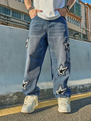 Threebooy  Summer Thin Design Ripped Five-Point Pants Loose Casual Mid-Length Pants American Retro Jacquard Denim Shorts for Men