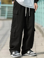 Threebooy  Autumn and Winter New Large Size Men's Versatile Casual Workwear Multi-Pocket Work Pants Outdoor Dining Casual Pants