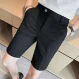 Threebooy Korean Fashion Business Shorts Men Streetwear Pleated Shorts Knee Length Work Bottoms Summer Streetwear Cool Bermudas Male