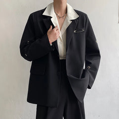 Threebooy Stylish New Metal Button Men Blazer Lapel Long Sleeve Party Streetwear Fashion Casual Suits Men Korean Suit Jacket Coats