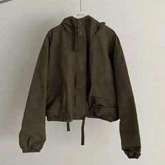 Threebooy  New Style Hooded Jacket Spring Loose Trend Cargo Jackets Zipper Solid Color Fashion Tide Casual Men's Clothing
