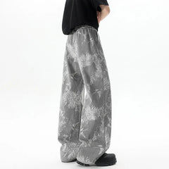 Threebooy  Streetwear Jeans Unisex Straight Loose Fit Fashion Trendy Print Design Urban Casual Pants Unique Style Streetwear Denim Trousers