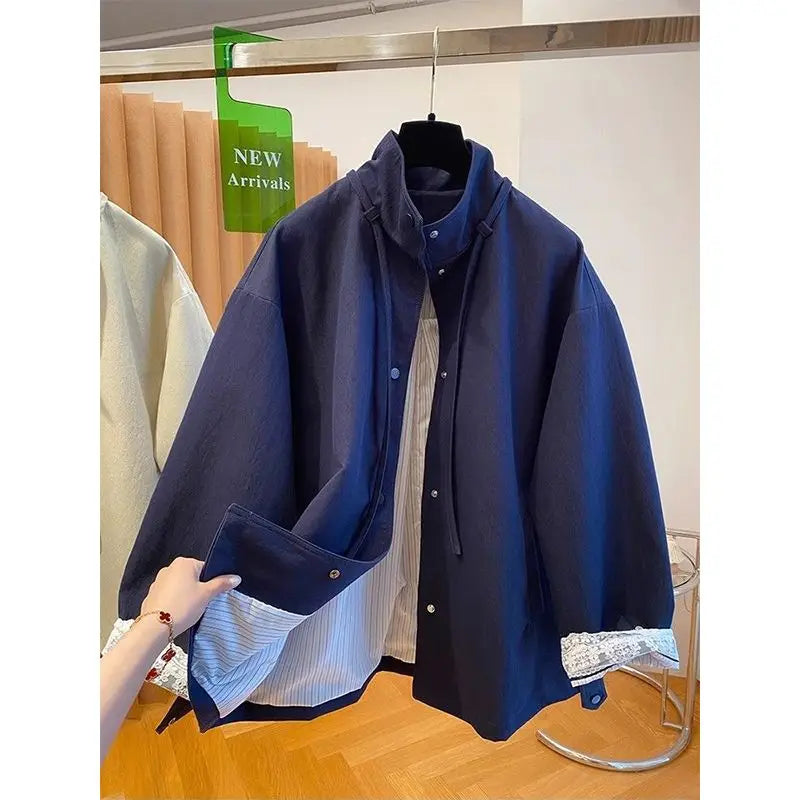 Threebooy Korean Simple High-end Windbreaker Short Jacket Women Loose Spring Autumn New Style Small Fashion Trend Baseball Jacket