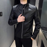 Threebooy Casual New Jacket Men's Autumn Fashion Motorcycle Slim Fit Men's Street Men's Clothing PU Leather Jacket