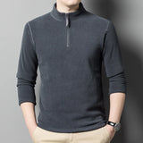 Threebooy Autumn and Winter Warm Men's Turtlenecks Business Casual Top Solid Color Pullover Henley