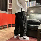 Threebooy Pants Men Couple Unisex Hip Hop Summer Ins Thin Joggers All-Match Korean Style High Street Casual Side Stripe Mujer Pantalones