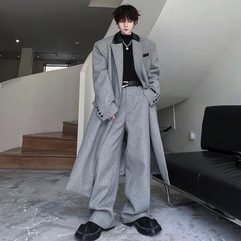 Threebooy Men's Luxurious Oversized Coat & Trousers 2-Piece Set