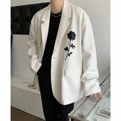 Threebooy Men's Printing Formal Suit Jackets Fashion Coats White/black Color Streetwear Blazers Oversized Casual Western Clothes S-XL