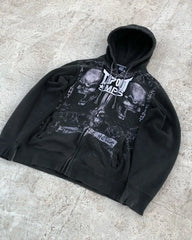 Threebooy Oversized Black Hoodies Sweatshirt Clothes Tapout Zip Hoodie Mens Womens Y2K Gothic Retro Graphic Letter Tops Streetwear