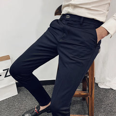 Threebooy Men's Suit Pants Spring and Summer New High-quality Slim Pants Fashion Casual Nine-point Pants Men's Clothing Formal Trousers